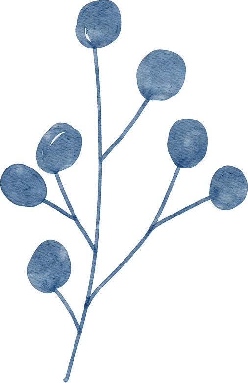 Watercolor blue leaf